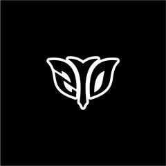 Z O Initials bow arrow, simple modern minimalist design. black and white.