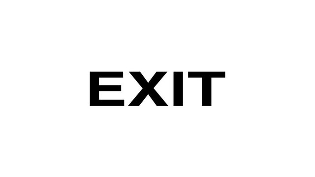 Subway car pulls up, the doors open and the sign exit is displayed
