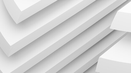 Abstract white architectural shapes background.