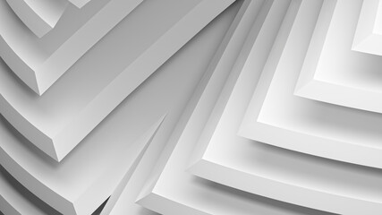 Abstract white architectural shapes background.