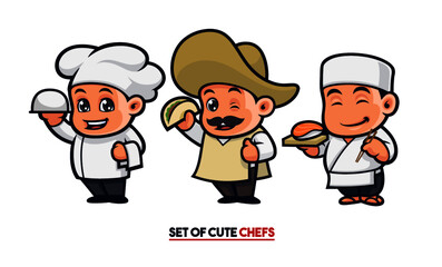 Cute chef mascot set