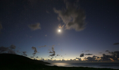 Night sky with stars over the sea