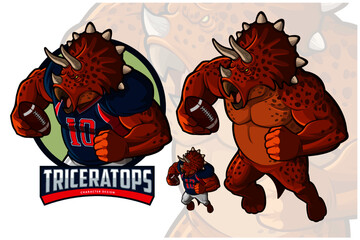 Triceratops Character Design for American Football and Rugby © prajoedi