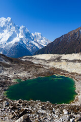 Lakes in the Himalayas. The trek around Manaslu