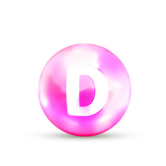 Bright glossy vitamin D icon on white