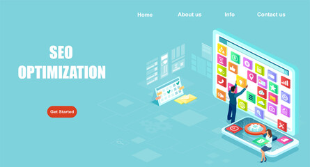 vector SEO optimization for website on mobile devices