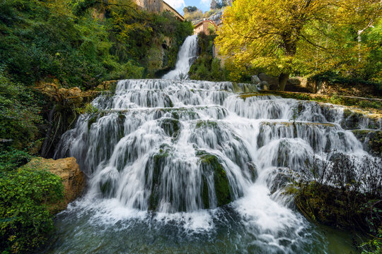 Orbaneja del Castillo waterfall in Burgos, Castilla y Leon, Spain. High quality photo