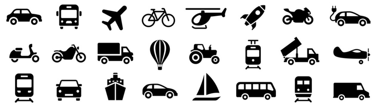 Transport Icon. Transportation Symbols Set Vector