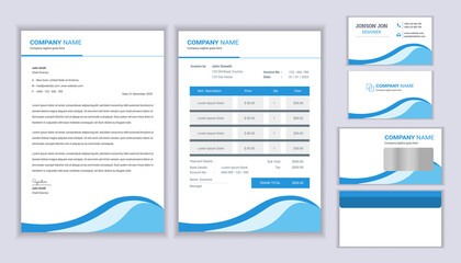 Corporate stationery identity template. Corporate Stationery template design with Letterhead template, invoice and business card.