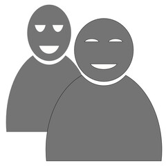 Symbolische Figuren von Mann und Frau in grau vor weißem Hintergrund