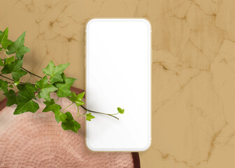 Realistic modern smartphone on pastel background. Mock up for game design, mobile application,...
