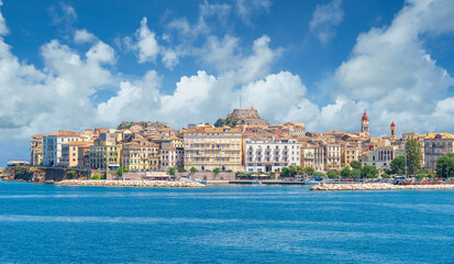 Obraz premium Landscape with Kerkyra, capital of Corfu island, Greece