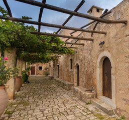 Fototapeta na wymiar Historical Arkadi Monastery, located on a fertile plateau near Rethymno, Crete, Greece.