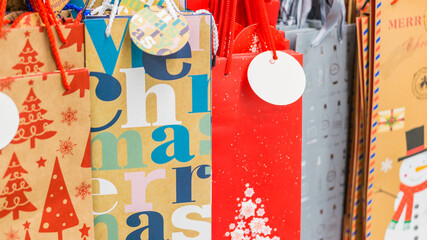 deccorative christmas bows and ribbon in shop