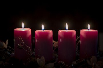 Obraz na płótnie Canvas Advent candles concept with burning candles