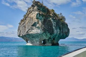 Chapel at Marbel Caves, General Carrera Lake, or Lake Buenos Aires. It is located along the...
