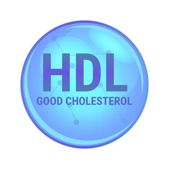 Vector illustration of good HDL cholesterol. High-density lipoprotein. Vector medical or pharmaceutical shining blue icon for health isolated on a white background. Cardiovascular disease prevention.
