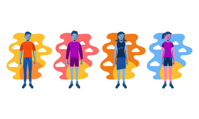 Colorful character vector illustration pack of men and women
