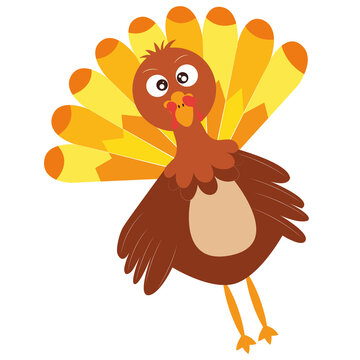 Cartoon Of A Turkey Kawaii - Vector Illustration