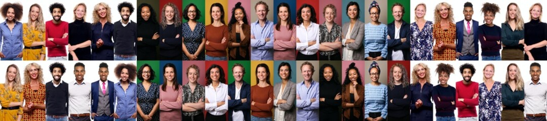 Beautiful happy people in front of a background