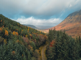 Glen Nevis with a drone, highland , Scotland, Fort William. © nehuen