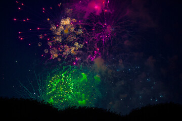 Beautiful colorful firework at night