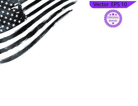 Waving flag of the United States of America. illustration for Independence Day. USA Veterans day,  transparent background.  watercolor flag - Distressed american flag, usa flags. EPS 10, Clip art,	
