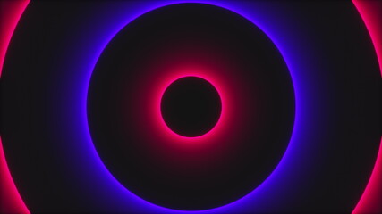 Abstract neon circles, computer generated. 3d rendering of futuristic shining backdrop