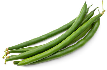 green beans isolated on white background. Clipping path and full depth of field