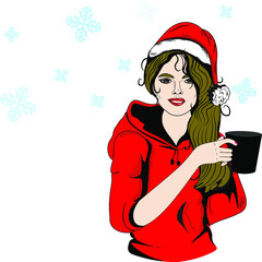 girl snow maiden vector cartoon card holiday new year christmas