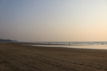 sunset on the Arabian sea on the beach India