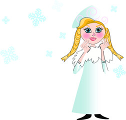 girl snow maiden child vector cartoon card holiday new year christmas