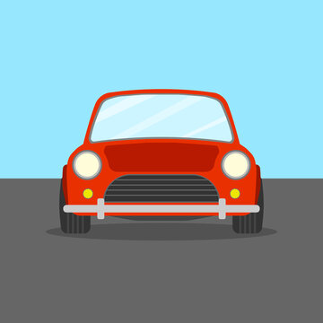 Small car icon. Car front view. Vector illustration.