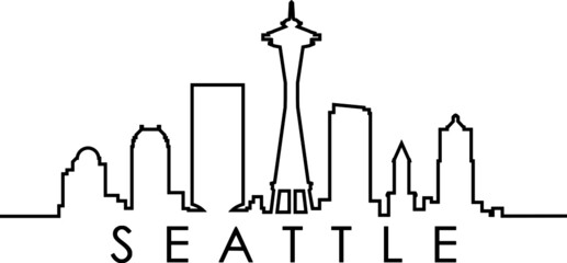 SEATTLE Washington SKYLINE City Outline Silhouette
