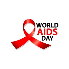 World Aids Day concept. Vector illustration symbol of Aids awareness red ribbon isolated on white background