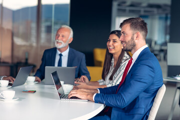 Business team having meeting in office. Diversity.