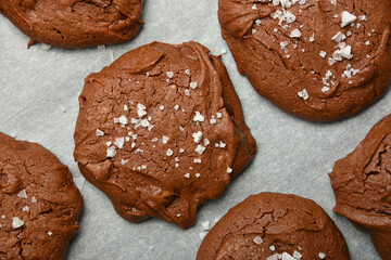 Brownie chocolate cookies on baking paper