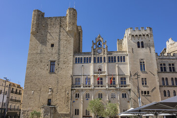 Fototapeta na wymiar Palace of the Archbishops (Palais des Archeveques), former medieval bishop palace (12th century), today city hall and museum. Narbonne, France.