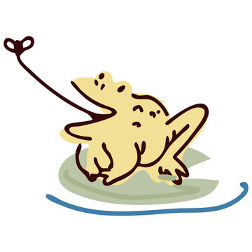 yellow frog catching fly on lily pad clip art preview