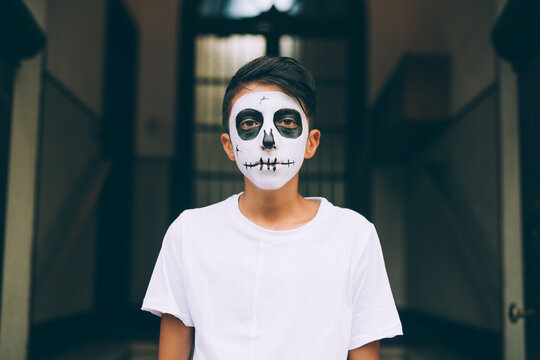 Boy with Halloween face paint