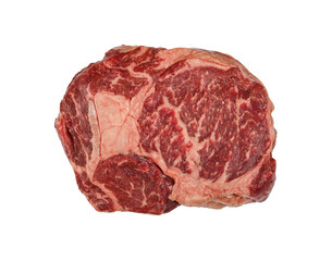 Fototapeta premium Close up raw beef ribeye steak isolated on white