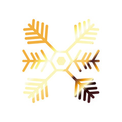 snowflake, christmas and winter concept, golden degraded style icon