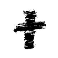Black blotted cross. Vector illustration
