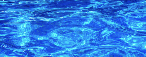 Fototapeta na wymiar Blue smooth waves in the pool close up, abstract background
