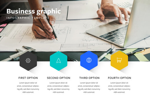 Business Infographic Layout with Hexagon Elements