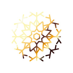 snowflake, christmas and winter concept, golden degraded style icon