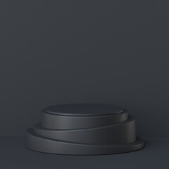 Abstract background three step black podium 3D