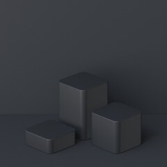 Abstract background three black cubes 3D