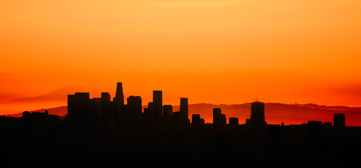 Fototapeta na wymiar Downtown Los Angeles with morning glow