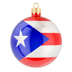 Christmas ball with Puerto Rican flag, 3D rendering